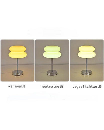 Tischleuchte BILBAO - Stilvolle Tischlampe Macaron aus Glas für Beistelltisch oder Nachttisch