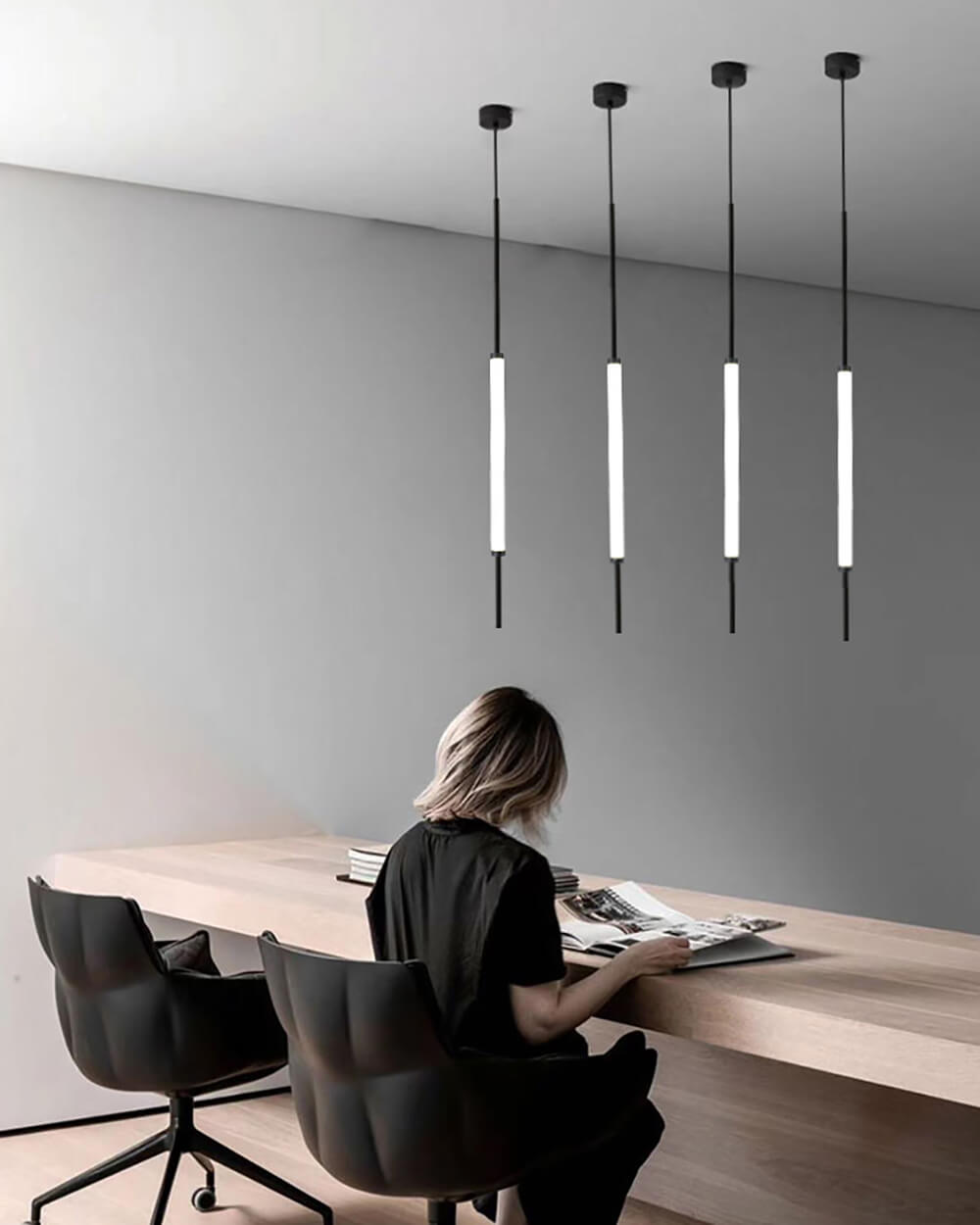 Pendant light BEAUVAIS - Minimalist LED hanging light made of ceramic glass 