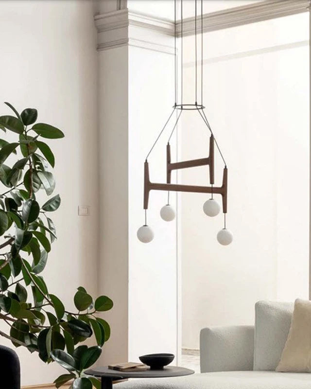 Hanging light GIRONA - Decorative hanging lamp made of wood in Nordic style