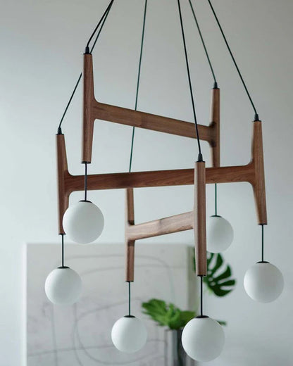 Hanging light GIRONA - Decorative hanging lamp made of wood in Nordic style