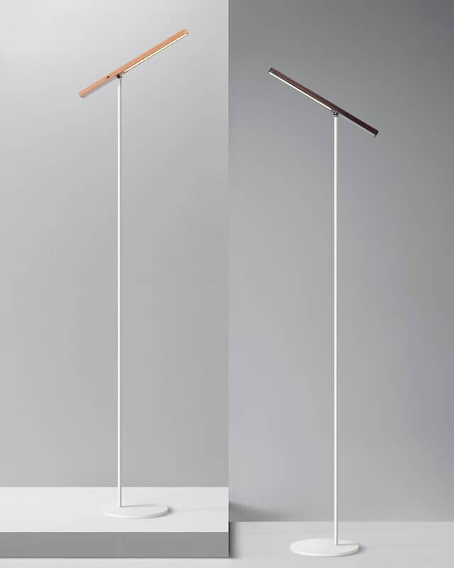 Floor lamp COLOMBES - Wireless LED floor lamp made of wood