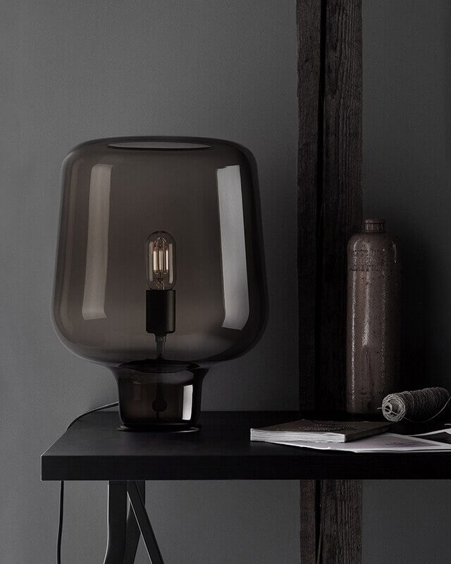 Tischleuchte MARSEILLE - Designer Tischlampe aus dunklem Glas